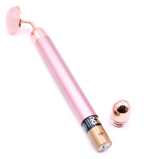 [GemFR-19] Rodillo con Vibración de Piedras Preciosas - Cuarzo rosa