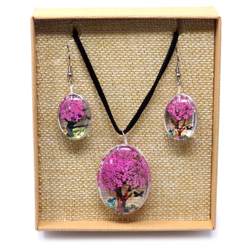 [PFJ-08] Flores Prensadas - Arbol De La Vida - Rosa brillante