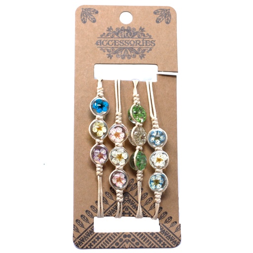 [PFJ-09] Flores Prensadas - Pulsera de tres flores