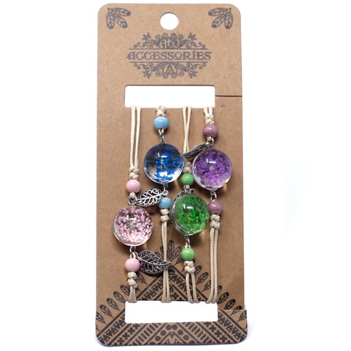 [PFJ-10] Flores Prensadas - Bonita pulsera de flores y hojas