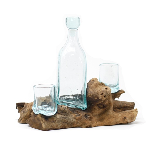 [MGW-07] Vidrio Fundido Sobre Madera - Set Whisky