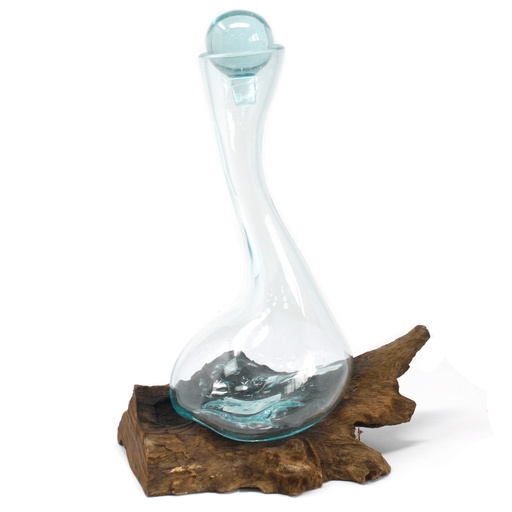 [MGW-10] Vidrio Fundido Sobre Madera - Decanter Vino