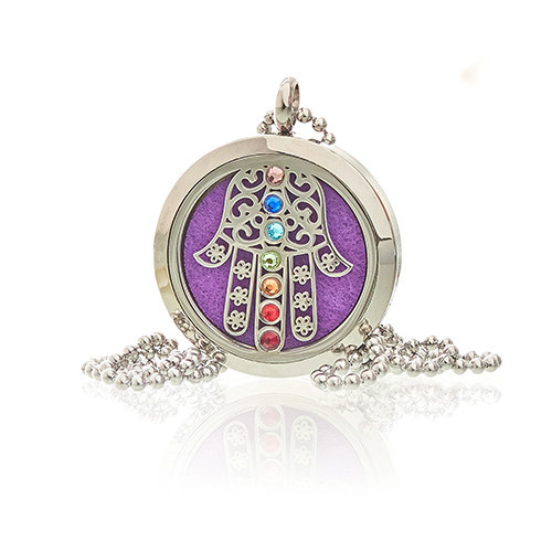 [AromaJ-18] Collar de Joyería de Aromaterapia - Hamsa Chakra - 30mm