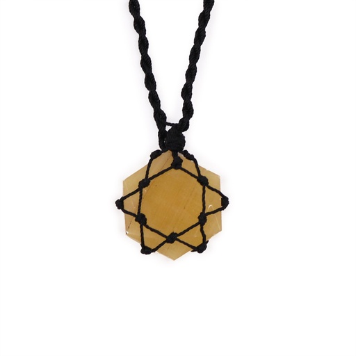 [LGemP-07] Colgante hexagonal de piedras preciosas entrelazada - Cuarzo amarillo