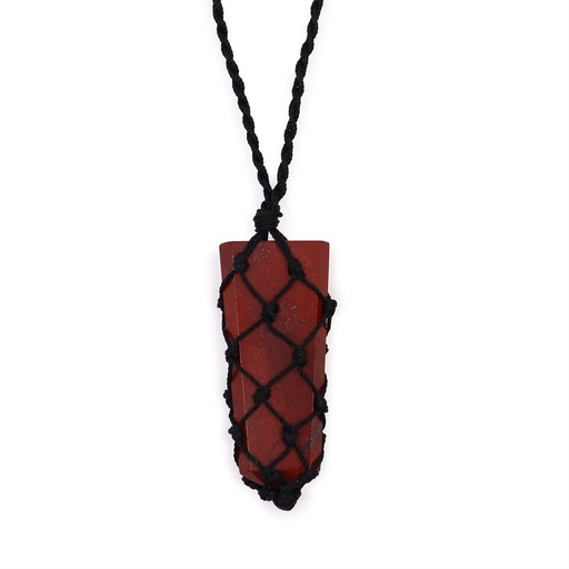 [LGemP-12] Colgante de punta plana con piedras preciosas entrelazada - Jaspe rojo