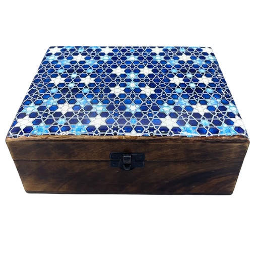 [CGIBox-07] Caja Grande de Cerámica Esmaltada - 20x15x7.5cm - Estrellas Azules