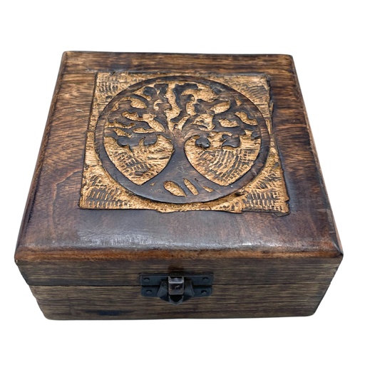 [IMBox-04] Caja de Recuerdos de Madera Cuadrada 13x13x6cm - Árbol de la Vida