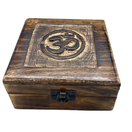 [IMBox-05] Caja de Recuerdos de Madera Cuadrada 13x13x6cm - Om