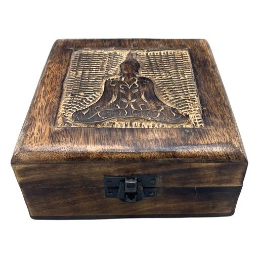 [IMBox-06] Caja de Recuerdos de Madera Cuadrada 13x13x6cm - Buda