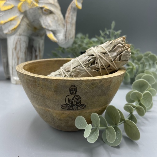 [RBowl-02] Cuenco de Madera para Ofrendas y Rituales - Buda - 11x7cm