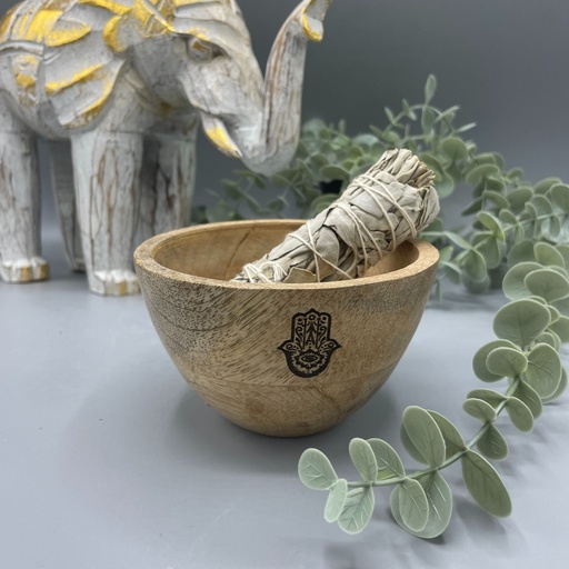 [RBowl-03] Cuenco de Madera para Ofrendas y Rituales - Hamsa - 11x7cm