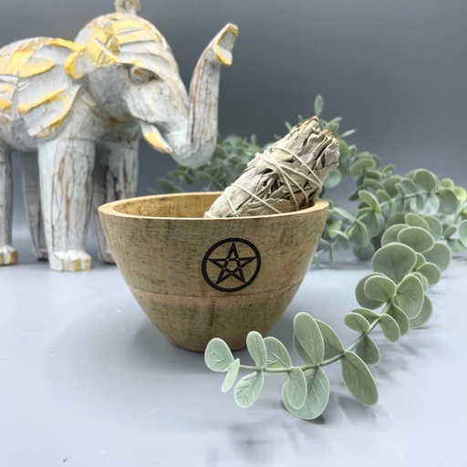 [RBowl-05] Cuenco de Madera para Ofrendas y Rituales - Pentágono - 11x7cm