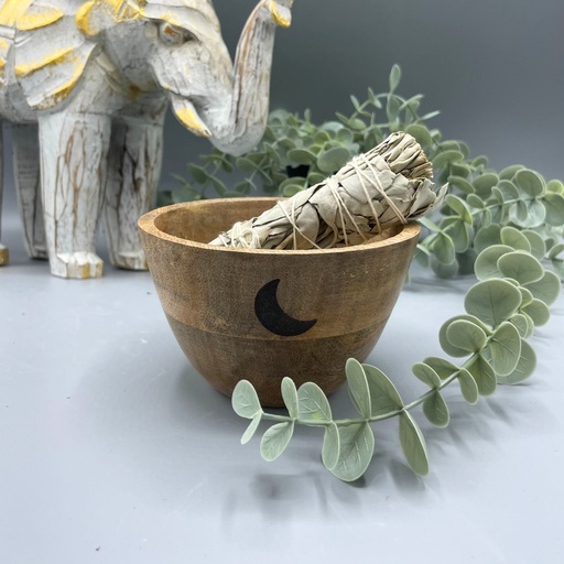 [RBowl-06] Cuenco de Madera para Ofrendas y Rituales - Tres Lunas - 11x7cm