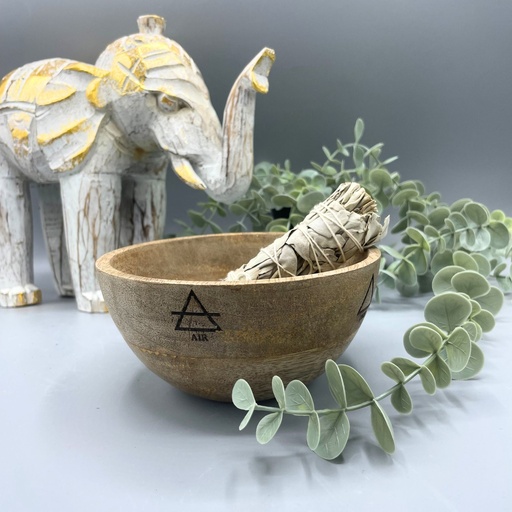 [RBowl-07] Cuenco de Madera para Ofrendas y Rituales - Los Cuatro Elementos - 13x7cm