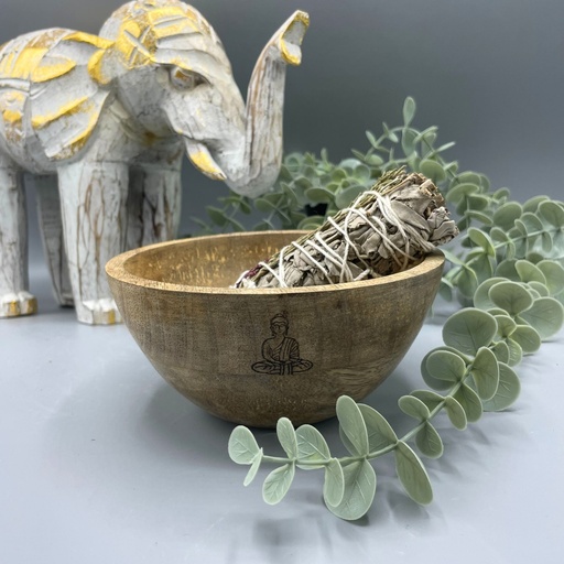 [RBowl-08] Cuenco de Madera para Ofrendas y Rituales - Buda - 13x7cm