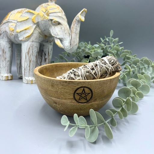 [RBowl-11] Cuenco de Madera para Ofrendas y Rituales- Pentágono - 13x7cm