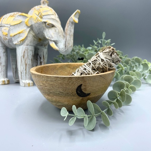 [RBowl-12] Cuenco de Madera para Ofrendas y Rituales- Tres Lunas - 13x7cm