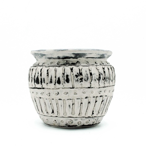 [BCV-16] Macetero de arcilla griega - Crema 12cm