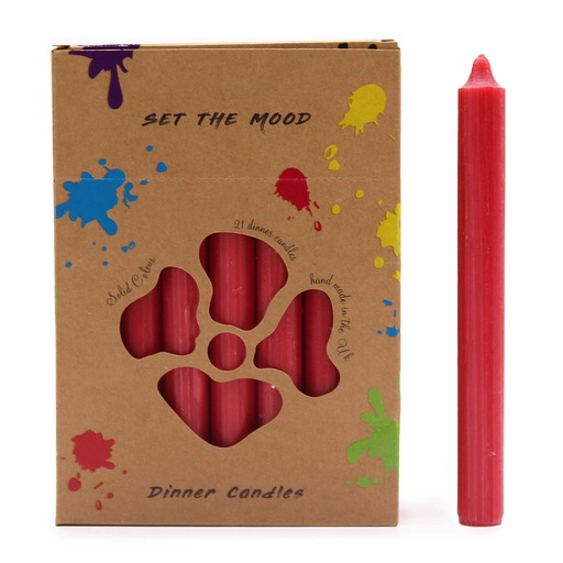 [SCDCS-01] Juego de Velas de Mesa de Color Sólido - Pack de 21 - Rojo Rústico