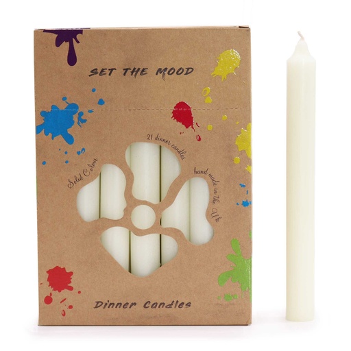 [SCDCS-04] Juego de Velas de Mesa de Color Sólido - Pack de 21 - Blanco Rústico