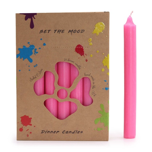 [SCDCS-07] Juego de Velas de Mesa de Color Sólido - Pack de 21 - Rosa Profundo Rústico
