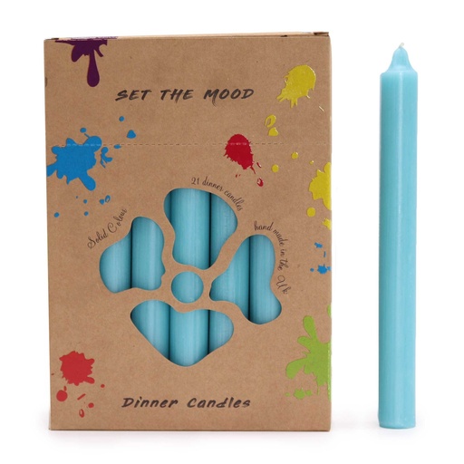[SCDCS-09] Juego de Velas de Mesa de Color Sólido - Pack de 21 - Aqua Rústico
