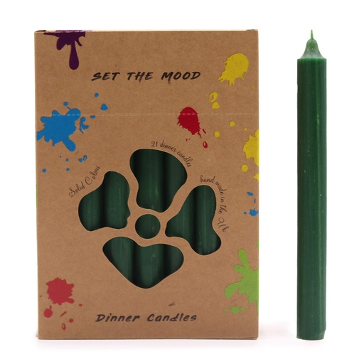 [SCDCS-10] Juego de Velas de Mesa de Color Sólido - Pack de 21 - Verde Acebo Rústico