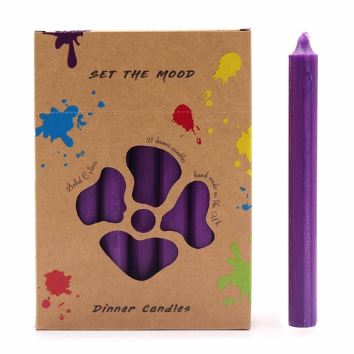 [SCDCS-11] Juego de Velas de Mesa de Color Sólido - Pack de 21 - Violeta Rústico