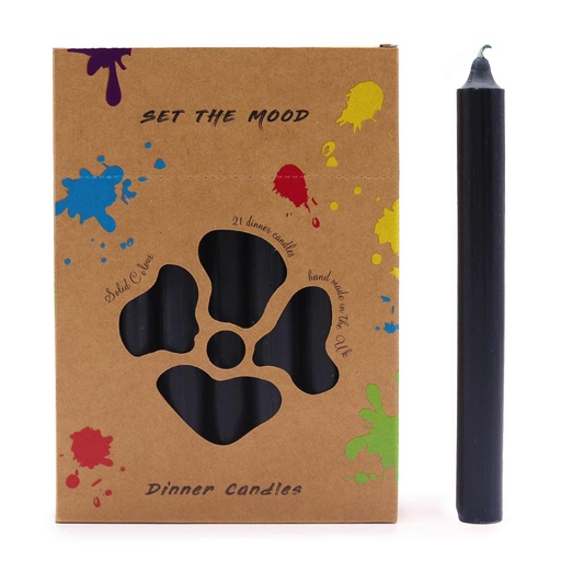 [SCDCS-16] Juego de Velas de Mesa de Color Sólido - Pack de 21 - Negro Rústico