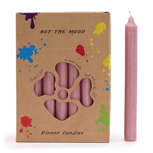 [SCDCS-17] Juego de Velas de Mesa de Color Sólido - Pack de 21 - Rosa Rústico