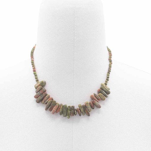 [LSNK-04] Collar de gemas Longstone - Ágata musgosa