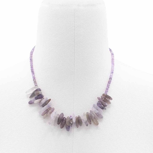[LSNK-05] Collar de gemas de piedra larga - Amatista