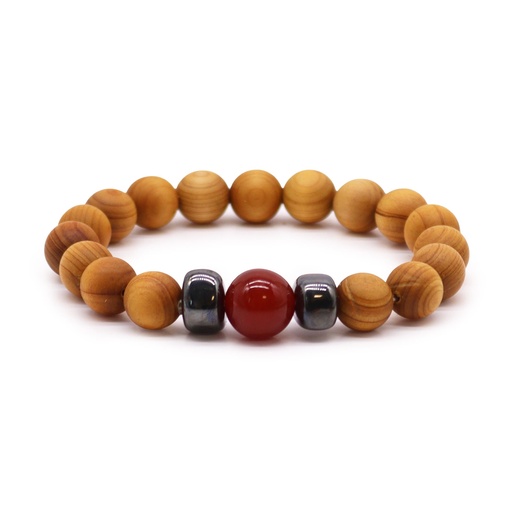 [CWBG-01] Pulsera  de Cedro - Chakra Raíz - Jaspe Rojo