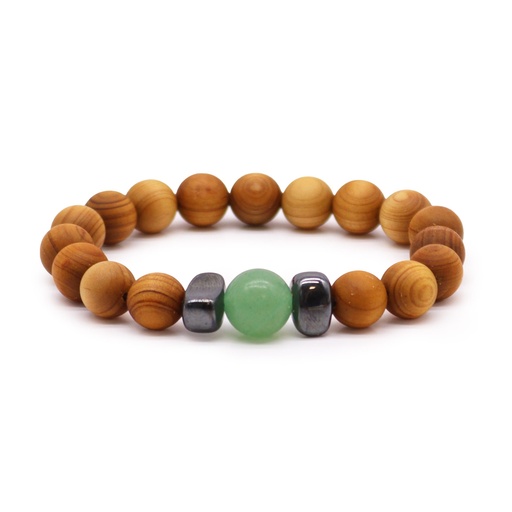 [CWBG-02] Pulsera de Cedro - Chakra Sacro - Aventurina Verde