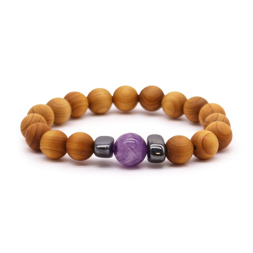 [CWBG-06] Pulsera de Cedro - Chakra del Tercer Ojo - Amatista