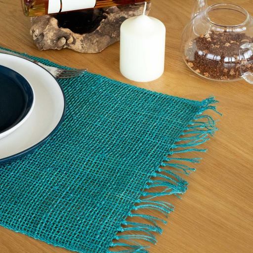 [NatPM-07] Mantel Individual Natural Flecos Hierba Marina - Turquesa