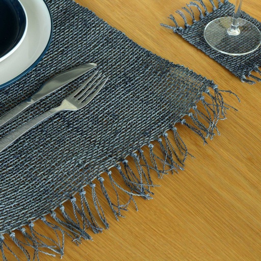 [NatPM-08] Mantel Individual Natural Flecos Hierba Marina - Carbón