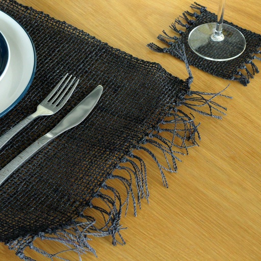 [NatPM-09] Mantel Individual Flecos de Hierba Marina - Negro
