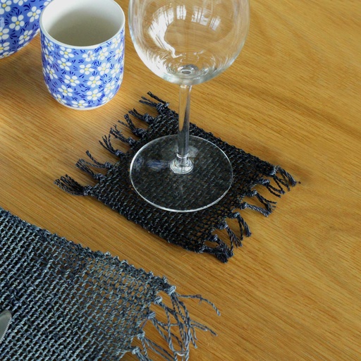 [NatPM-13] Set de 4 Posavasos Natural Flecos - Negro
