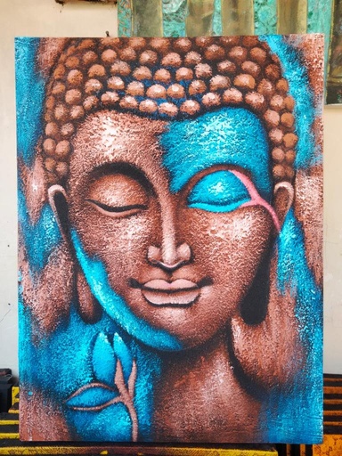 [BAP-24] Pintura de Buda - Flor Bronce y Azul