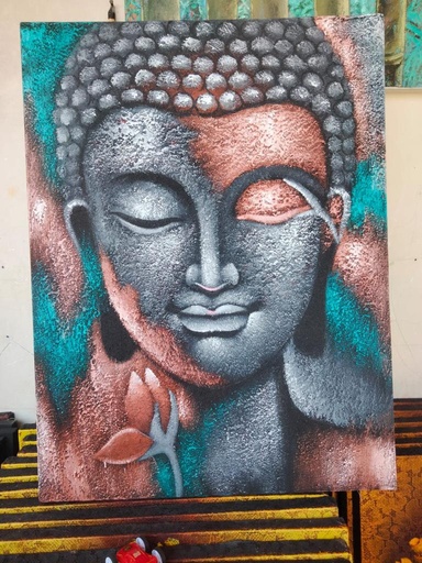 [BAP-25] Pintura de Buda - Flor de plata y oro rosa
