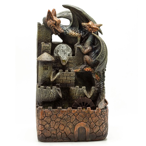 [WaterF-13] Fuente de agua de interior - Dragones, bola de cristal y rueda de agua 35cm