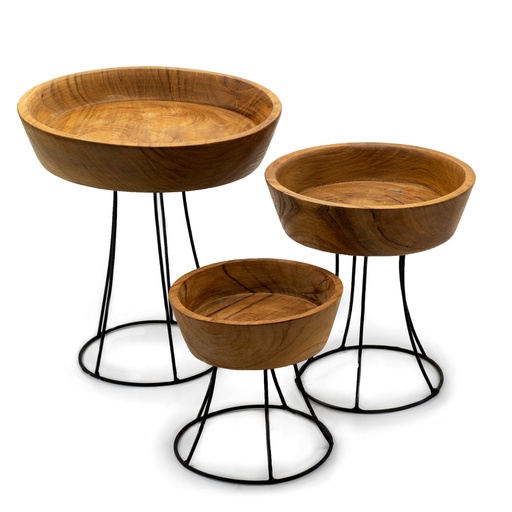 [TeakB-26a] Cuencos de Madera Elevados