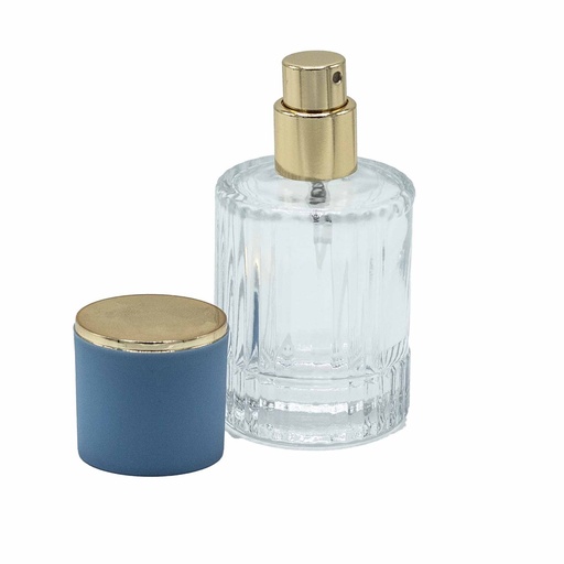 [PerB-01] Frascos de vidrio para perfume con pulveridaor y tapa azul 30 ml