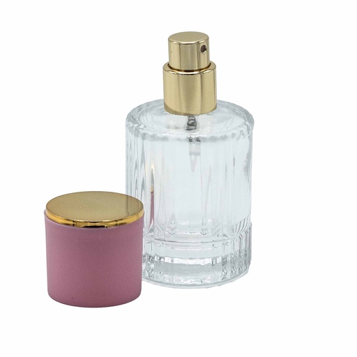 [PerB-03] Frascos de vidrio para perfume con pulveridaor y tapa rosa 30 ml