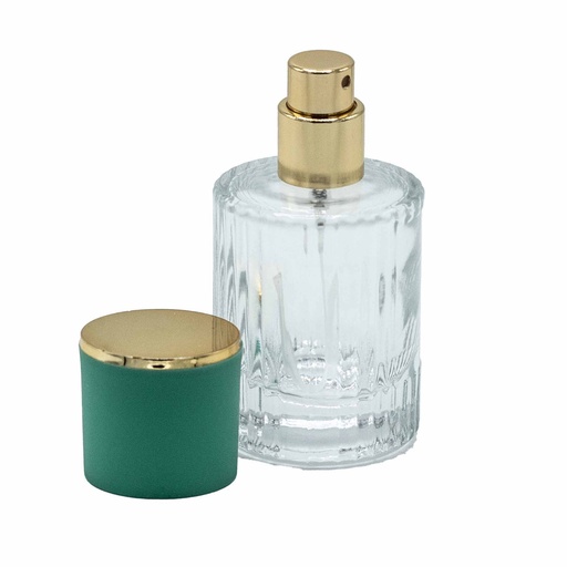 [PerB-04] Frascos de vidrio para perfume con pulveridaor y tapa verde 30 ml