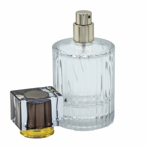 [PerB-07] Frascos de vidrio para perfume con pulveridaor y tapa marron 50 ml