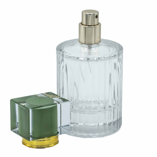 [PerB-09] Frascos de vidrio para perfume con pulveridaor y tapa verde 50 ml
