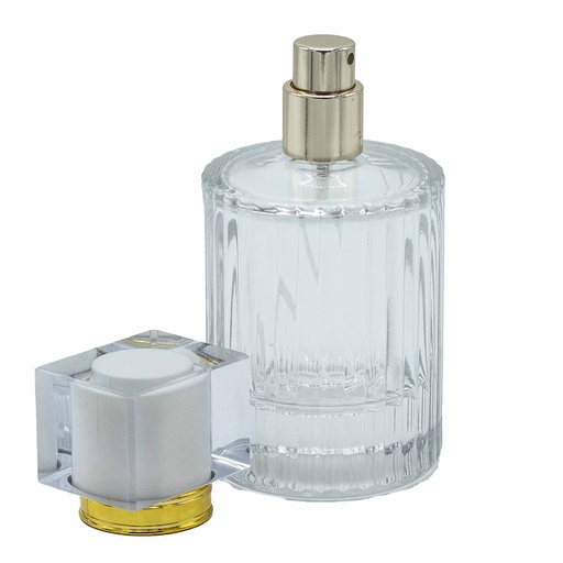 [PerB-10] Frascos de vidrio para perfume con pulveridaor y tapa blanco 50 ml