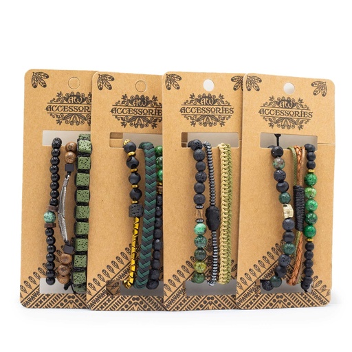 [MBS-08] Set de Pulseras para Hombre - Verde Exterior